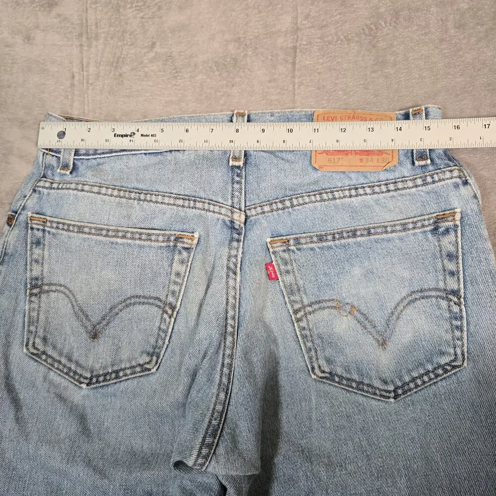 Y2K Levi’s 517 Jeans Mens 34x30 Light Wash Distressed Boot Cut Denim